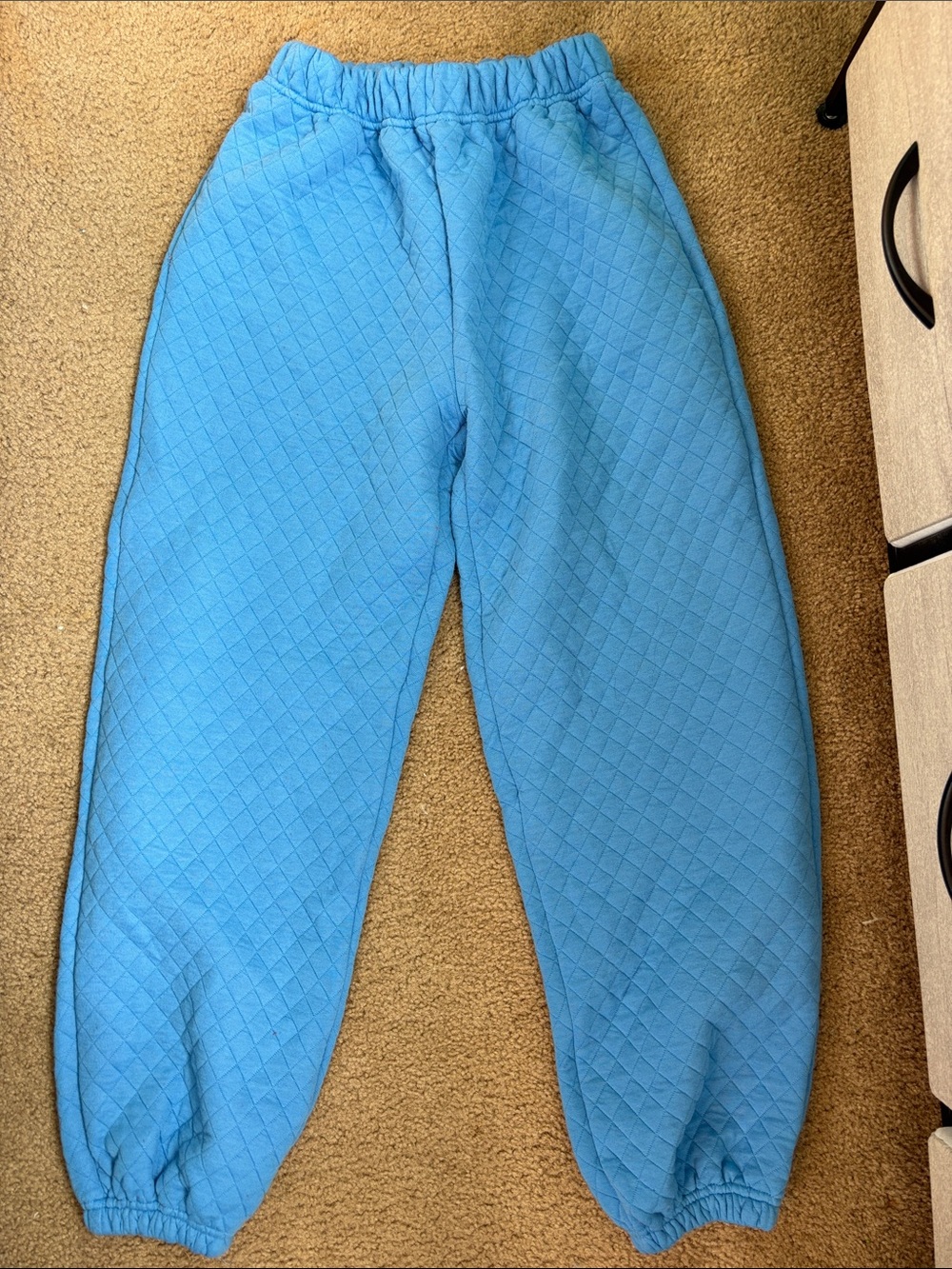 Princess Polly Quilted Blue Sweatpants - Elastic Waist & Ankles